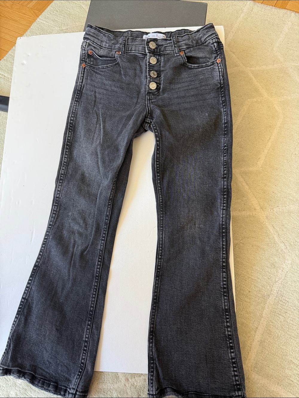 Zara Kids Black Button-Fly Flared Jeans